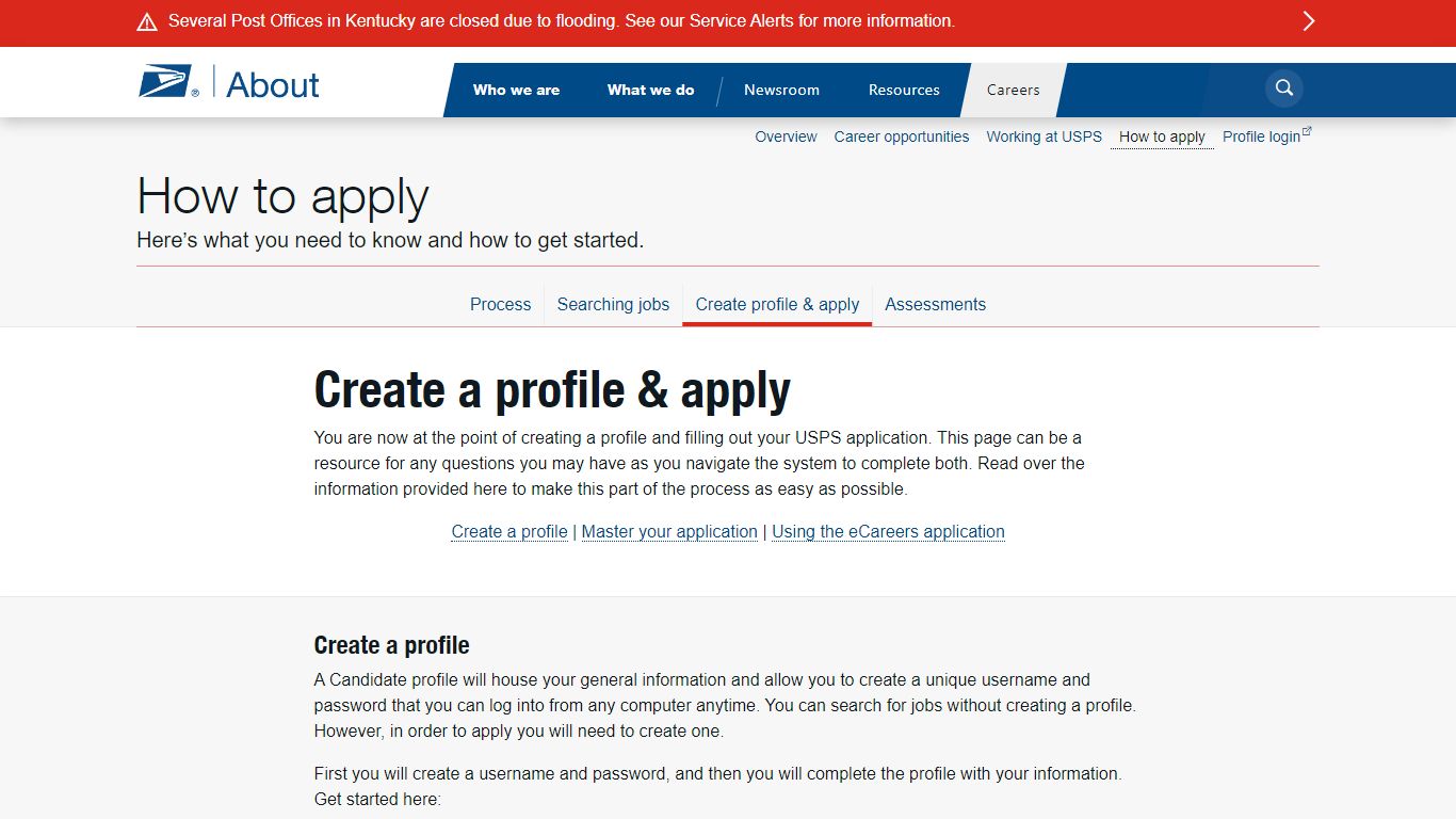 Create a profile & apply - Careers - About.usps.com